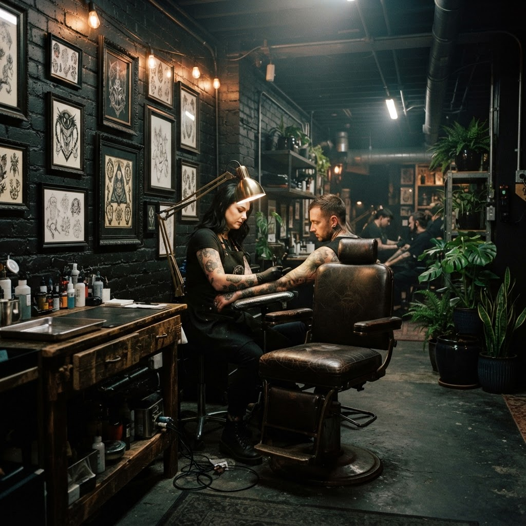 Interior of the Blood Moon tattoo studio