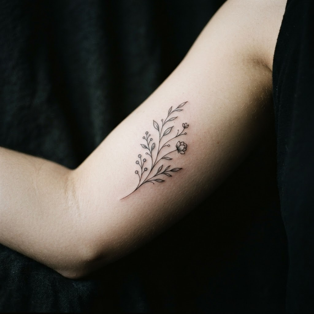 Single-Needle Botanica, Fine Line tattoo by Io Mercer